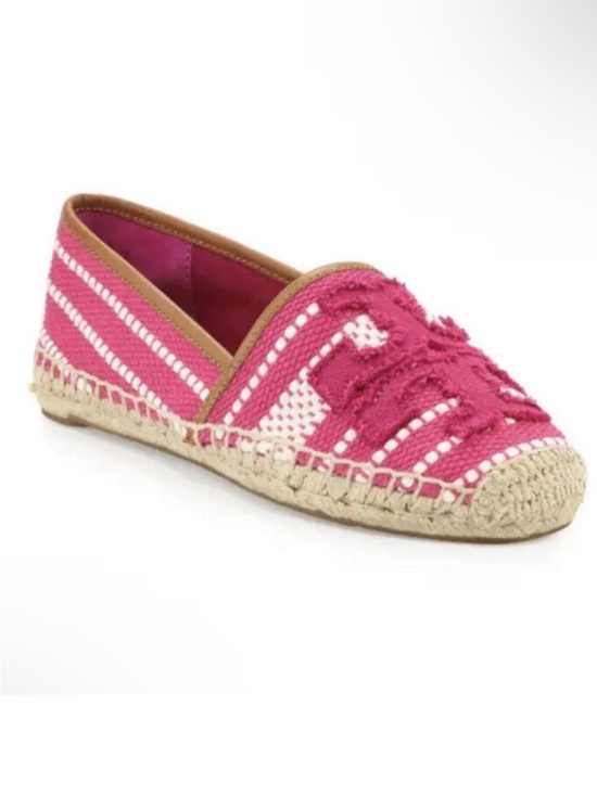 Tory Burch Shoes - Tory Burch Shaw Espadrille in Hibiscus Flower / Royal Tan Pink Braided Jute